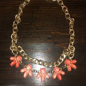 Coral and gold statement necklace